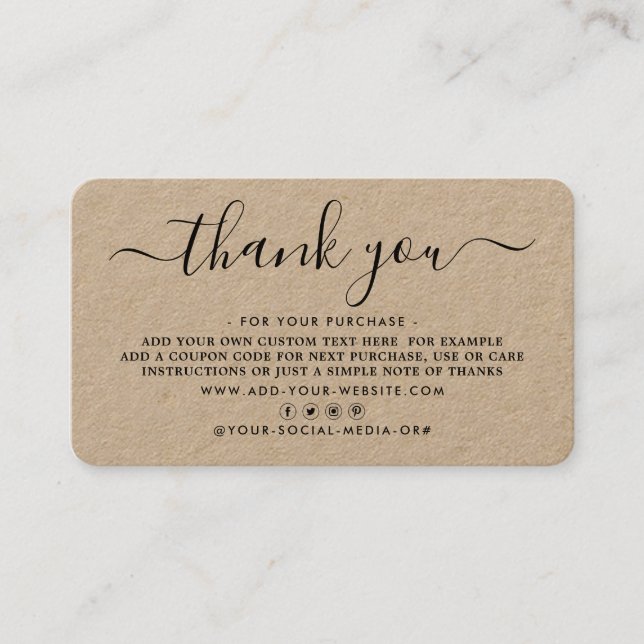 Simple Script Business Thank You Cards (Front)