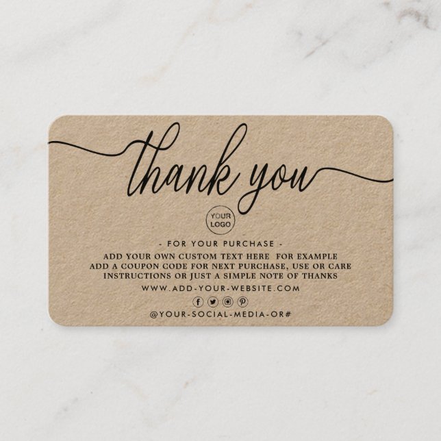 Simple Script Business Thank You Cards (Front)