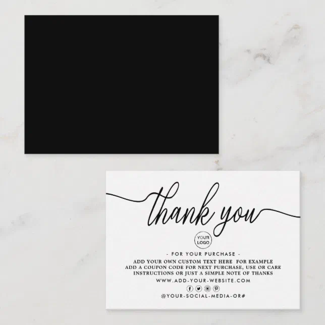 Simple Script Business Thank You Enclosure Card | Zazzle