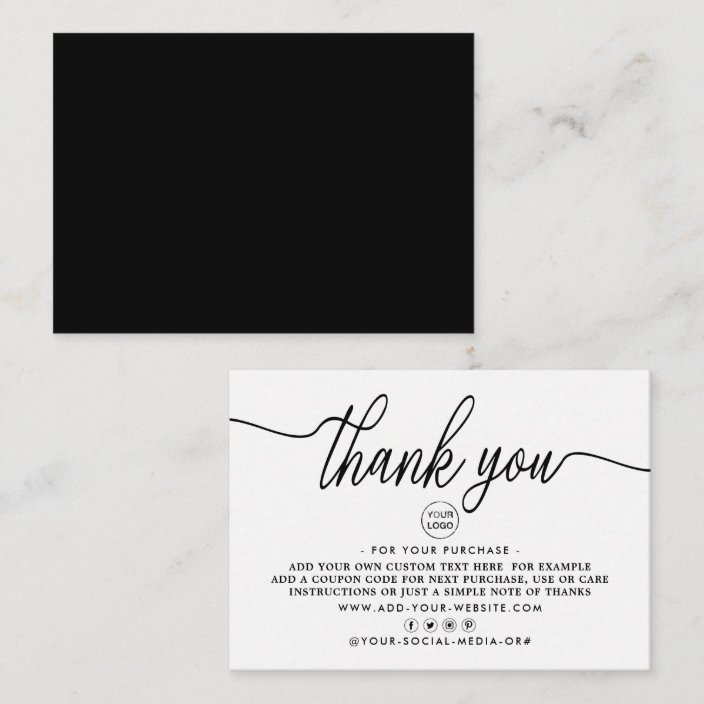 Simple Script Business Thank You Enclosure Card | Zazzle.com