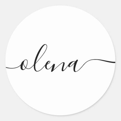 Simple  Script Calligraphy Classic Round Sticker