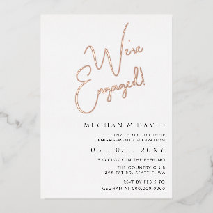 Simple Script Calligraphy Engagement Party Foil Invitation