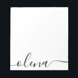 Simple  Script Calligraphy Personalized Name Notepad<br><div class="desc">Chic and clean with simple name front with marker style handwritten font on white background.</div>