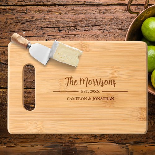 Simple Script Calligraphy Personalized Names Cutting Board