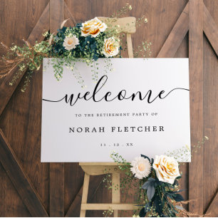 Simple Script Calligraphy Retirement Party Welcome Foam Board