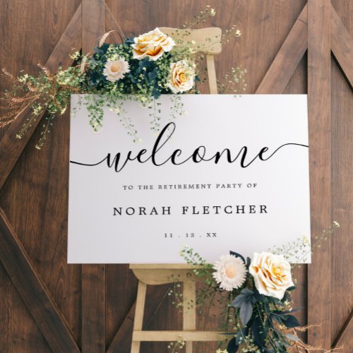 Simple Script Calligraphy Retirement Party Welcome Foam Board