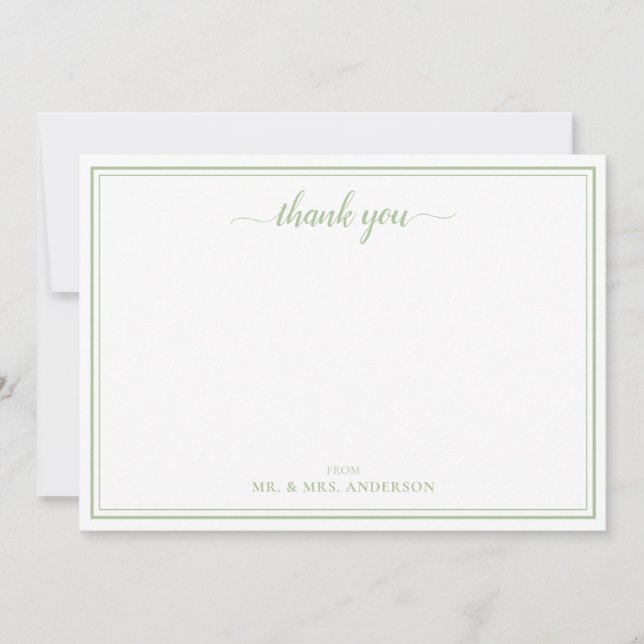 Simple Script Calligraphy Wedding Thank You Note Card (Front)