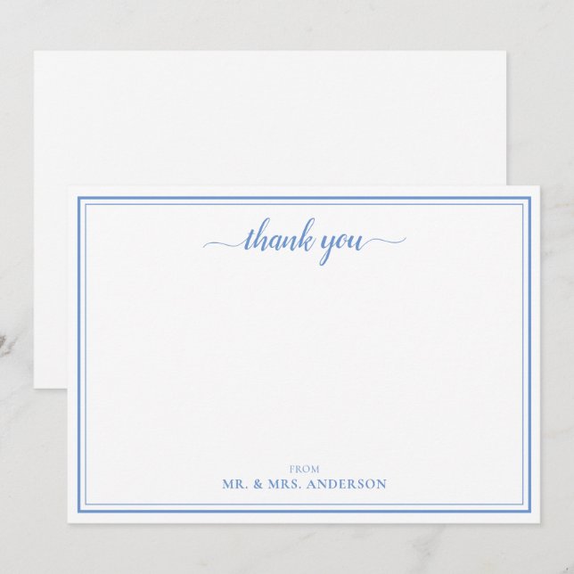 Simple Script Calligraphy Wedding Thank You Note Card (Front/Back)