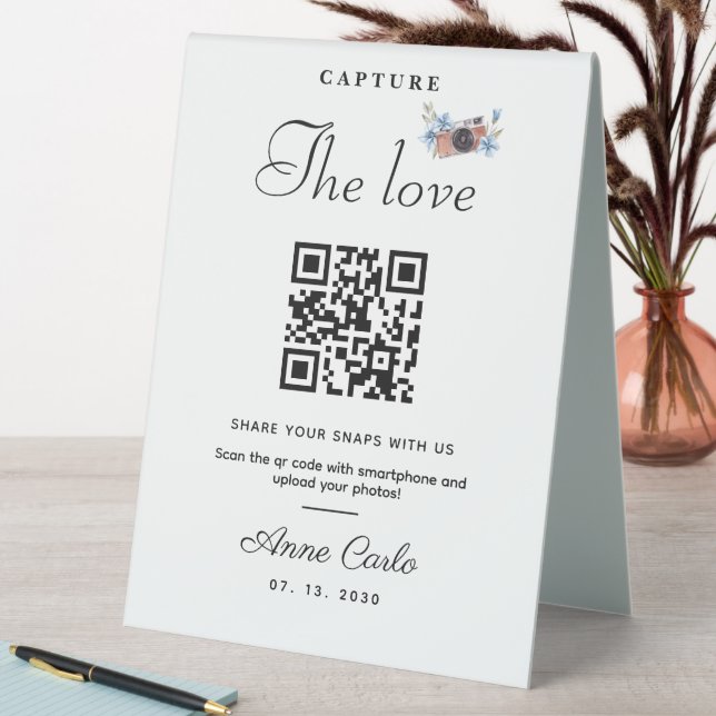 Simple Script Capture The Love QR code Table Tent (In SItu (Table))