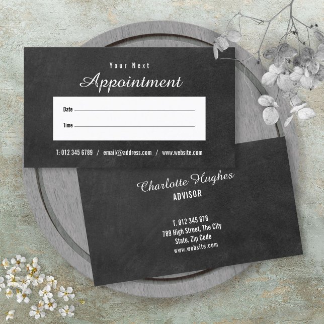 Simple Script Chalkboard Appointment Card (Simple Script Chalkboard Appointment Card)