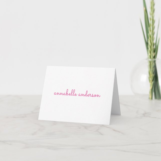 Simple Script Chic Pink Personalized Stationery Note Card (Front)