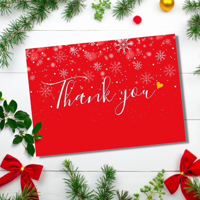 Simple Script Christmas Snowflakes Thank You Card (Creator Uploaded)