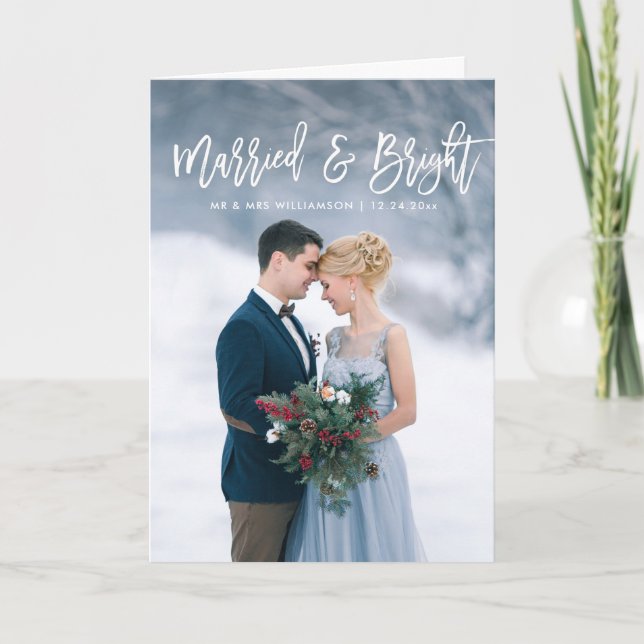 simple script christmas wedding announcement (Front)