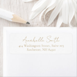 Simple Script Classic Elegant Gold Return Address Label