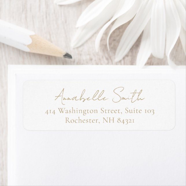 Simple Script Classic Elegant Gold Return Address Label (Insitu)