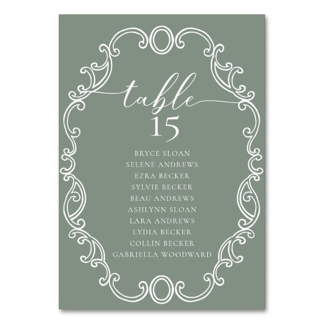 Simple Script Classic Wedding Table Number (Back)