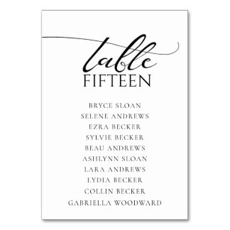 Simple Script Classic Wedding Table Number