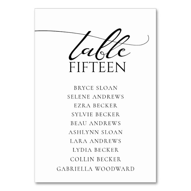 Simple Script Classic Wedding Table Number (Back)