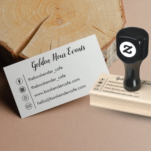 Simple Script Company Business Card Social Media  Rubber Stamp