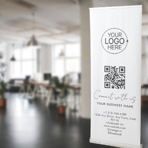 Simple Script Connect With Us Logo QR Code Promo Retractable Banner