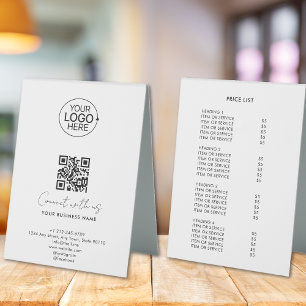 Simple Script Connect With Us Logo QR Code Promo Table Tent