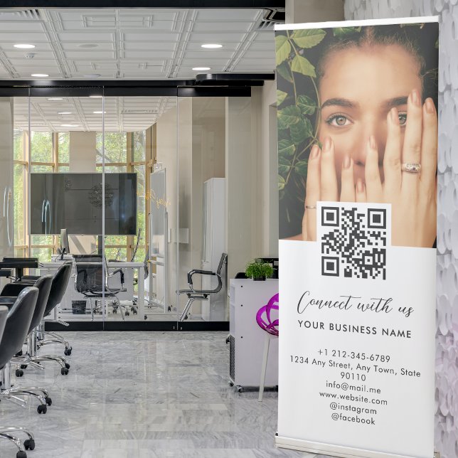 Simple Script Connect With Us Photo QR Code Promo Retractable Banner (Simple Script Connect With Us Photo QR Code Promo Retractable Banner)