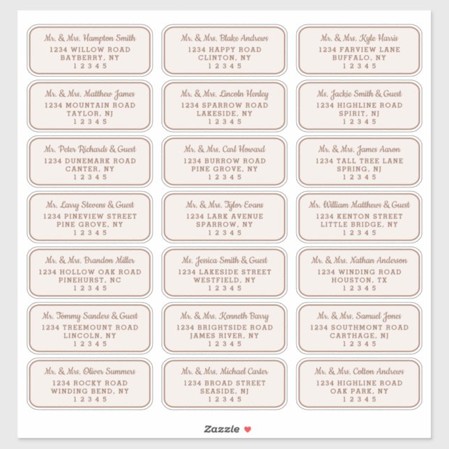 Simple Script Copper & Beige Guest Address Labels (Sheet)
