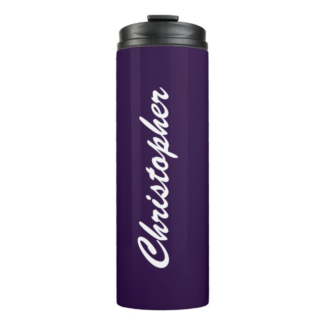 Simple script custom name purple thermal tumbler (Front)