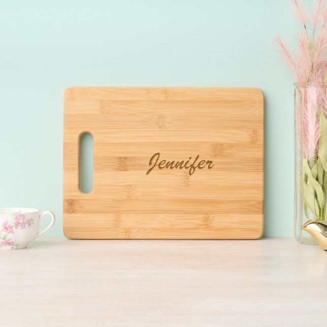Simple script custom text engraved cutting board (Upright)