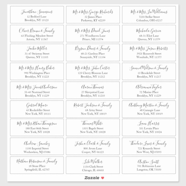 Simple Script Customizable Wedding Guest Address Sticker (Sheet)