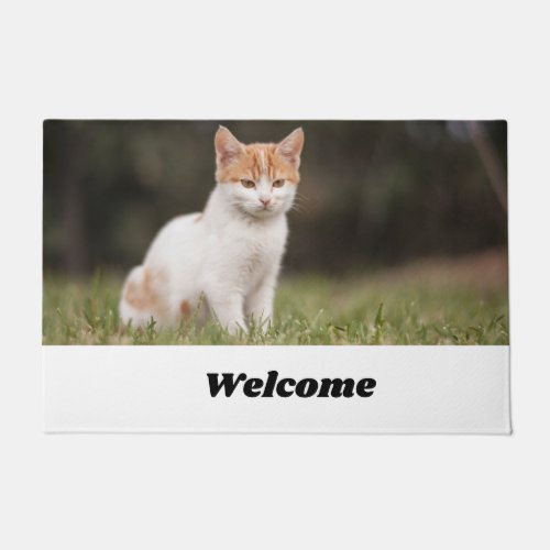 Simple script cute little cat welcome  doormat