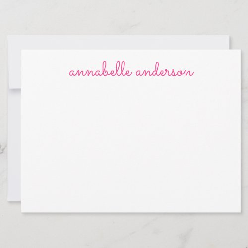Simple Script Cute Pink Personalized Notecard