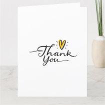Simple Script Cute Yellow Heart Thank You Card