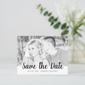 Simple Script Cutout | B&W Save the Date Invitation Postcard (Standing Front)