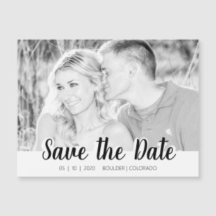 Simple Script Cutout B&W Save the Date Magnet
