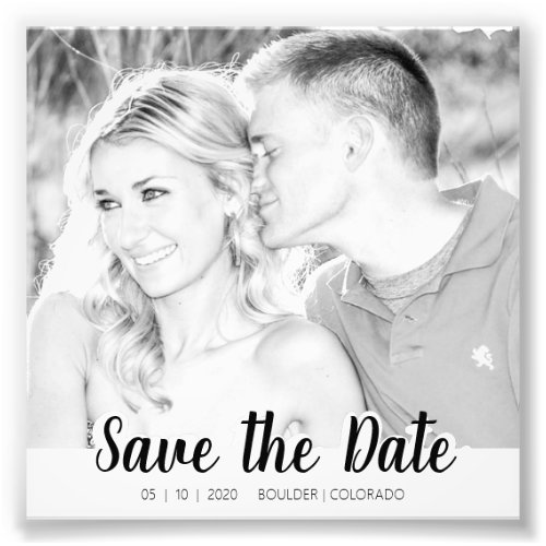 Simple Script Cutout  BW Save the Date Photo