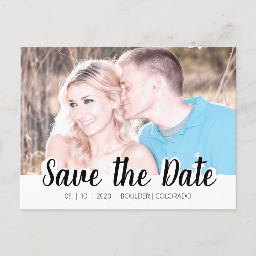 Simple Script Cutout  Save the Date Invitation Postcard