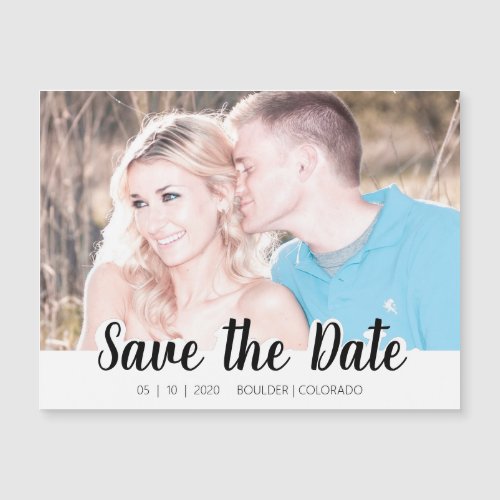 Simple Script Cutout  Save the Date Photo Magnet