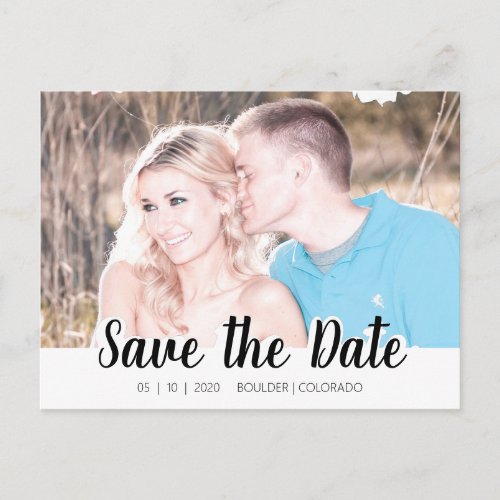 Simple Script Cutout  Save the Date Postcard