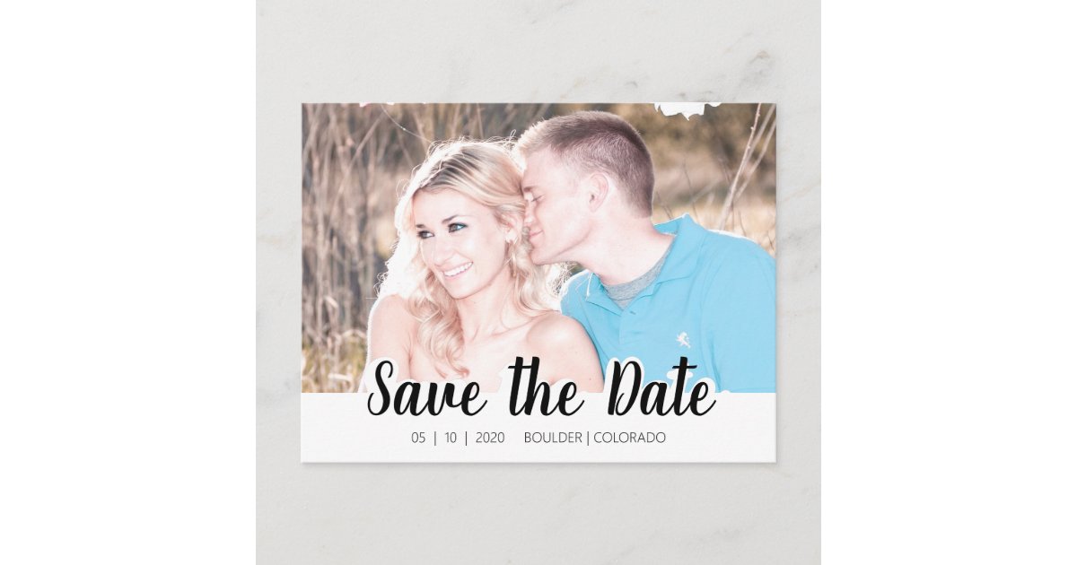 Simple Script Cutout | Save the Date Postcard | Zazzle