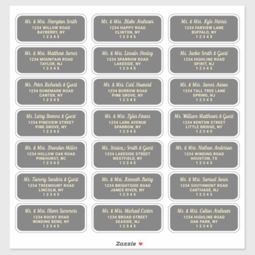 Simple Script Dark Gray Guest Address Labels