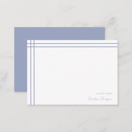 Simple Script Dusty Blue 2 Side Double Border Note Card