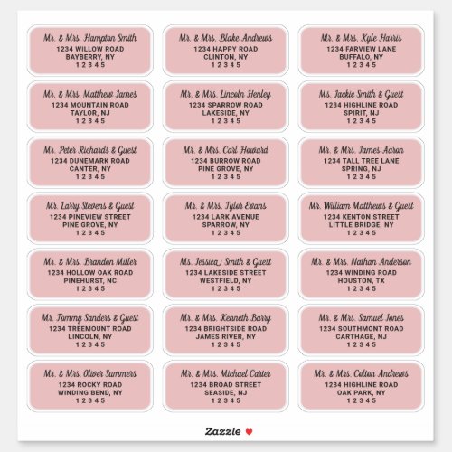 Simple Script Dusty Pink Guest Address Labels