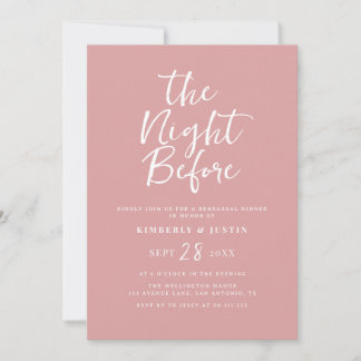 simple script dusty rose night before invitation