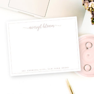 Simple Script Dusty Rose Personalized Stationery Note Card