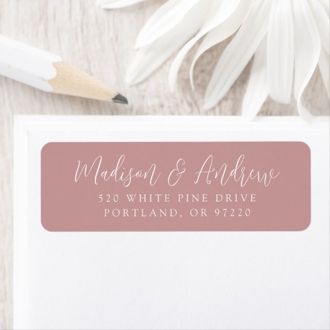 Simple Script Dusty Rose Return Address Label (Insitu)