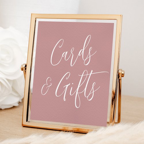 Simple Script Dusty Rose Wedding Cards and Gifts Poster