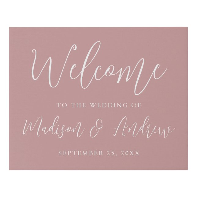 Simple Script Dusty Rose Wedding Welcome Faux Canvas Print (Front)