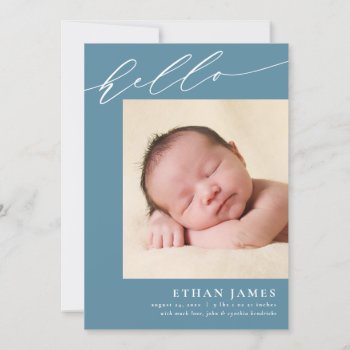Simple Script Editable Colors Birth Announcement by dulceevents at Zazzle