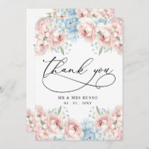 Simple Script Elegant Blush Floral Wedding  Thank You Card